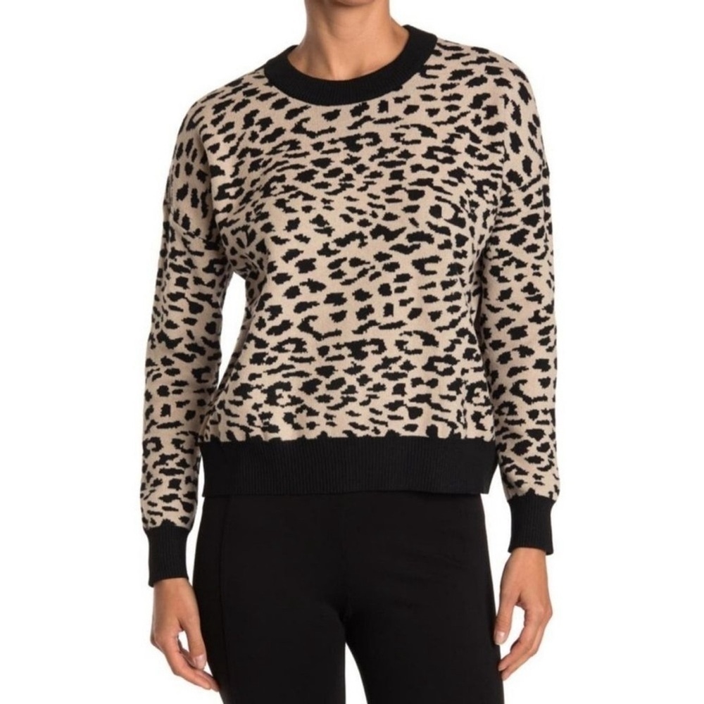 T Tahari Brown & Black Leopard Print Sweater Women’s Size Large